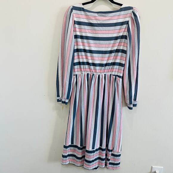 Vintage Polyester Striped Long Sleeve Dress - Picture 3 of 3